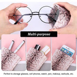 Brillenkoker, 2 stuks draagbare zonnebrillen etui met kliksluiting brillenkoker zachte bril beschermhoes leesbrillenetui voor dames met reinigingsdoekje