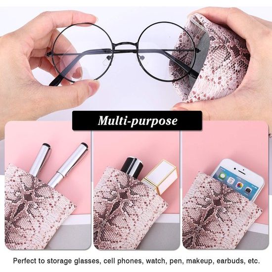 Brillenkoker, 2 stuks draagbare zonnebrillen etui met kliksluiting brillenkoker zachte bril beschermhoes leesbrillenetui voor dames met reinigingsdoekje