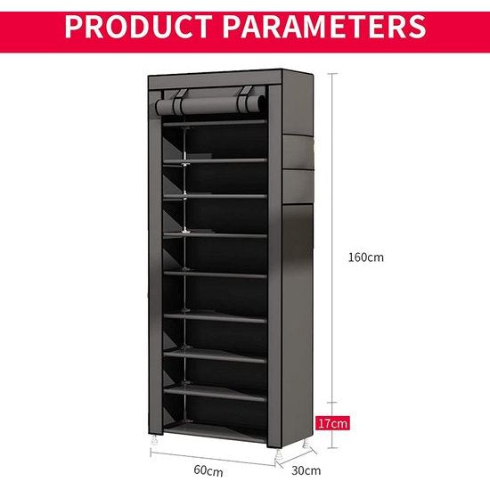 10-laags schoenenkast schoenenrek schoenenrek voor 27 paar schoenen grijs