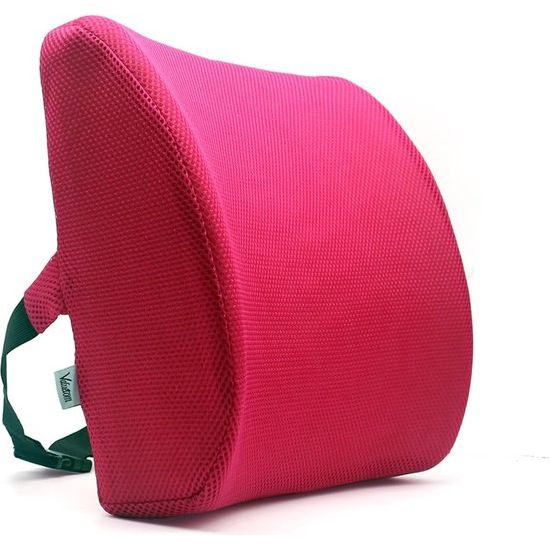 Valuetom Premium geheugenschuim lendenkussen, 3D mesh lendenwervelkolomsteunkussen, rugsteun voor auto, kantoor en thuis (rozerood)