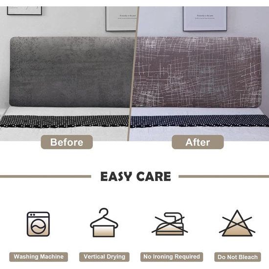 Hoes voor het hoofdbord van het bed, rekbaar, wasbaar, verdikt, spandex, all-inclusive stofdicht, hoofdbordhoes voor tweepersoonsbed, eenpersoonsbed, bed, hoofdbordbekleding (180-200 cm, bruine lijnen)