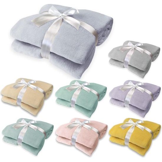 Deken Roma Soft beige, microvezel fleece deken 150x200 cm, pluizig zachte woondeken in trendy kleuren