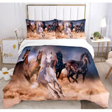 Beddengoedset voor paarden 135 x 200 cm, kinderbeddengoed, paardenmotief 3D diermotief, microvezel, zeer zacht, kinderbeddengoedset met dekbedovertrek en kussensloop (200 x 200 cm, paard-2)