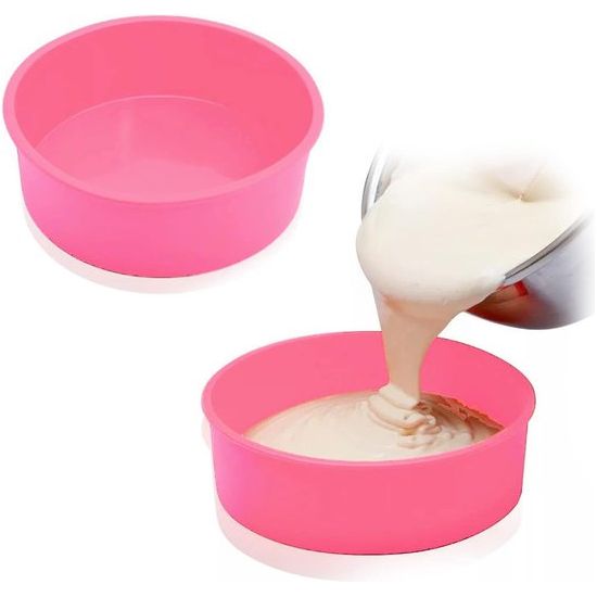 Siliconen bakvormen rond, 2 stuks, 2 stuks, 2 inch, anti-aanbaklaag, roze siliconen bakvormset voor laagcake, cheesecake, regenboogcake, chiffoncake