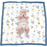 deken, 6-laags knuffeldeken, babykatoen, 110 x 110 cm,babydeken, luierdeken, zachte deken voor badhanddoek, kinderdeken voor pasgeborenen, uniseks (blauw astronaut)