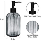 2 stuks glazen zeepdispensers met zwarte pomp, 400 ml navulbare pompdispenser voor keuken, badkamer, wasruimte, vloeibare glazen fles voor afwasmiddel, shampoo, spoeling