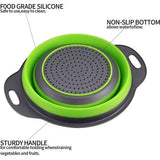 Set van 2 opvouwbare siliconen filtermanden met handvat, opvouwbare vergietzeef, siliconen opvouwbare vergiet pastazeefset, keukenzeef waskom voor pasta, fruit, groenten (groen)