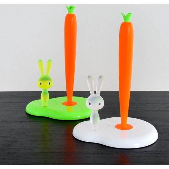 Keukenrolhouder haas&wortel, wit, lengte16 cm, breedte 20 cm, hoogte 34 cm