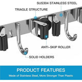 Bezemhouder muur 2 stuks apparaathouder haaklijst bezemhouder tuingereedschap houder tuingereedschap (roestvrij staal)