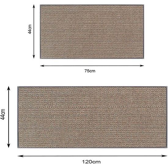 Keukentapijt wasbaar antisliptapijt loper jute imitatieweefsel keukenmat keukenloper vuilvangmat keuken- en eetkamerset natuurrubber achterkant 44 x 75 + 44 x 120 cm