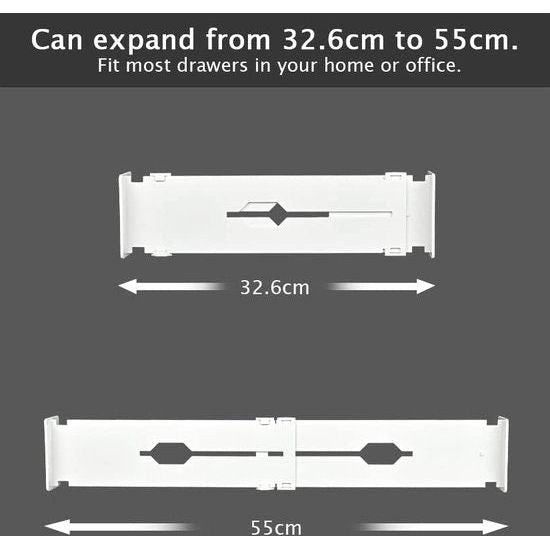 Lade-indeling, 4-delige set, lade-indeling, geschikt voor breedtes van 55-32,6 cm, multifunctionele opberglade-indeling voor badkamers, lades, kasten, ladekasten