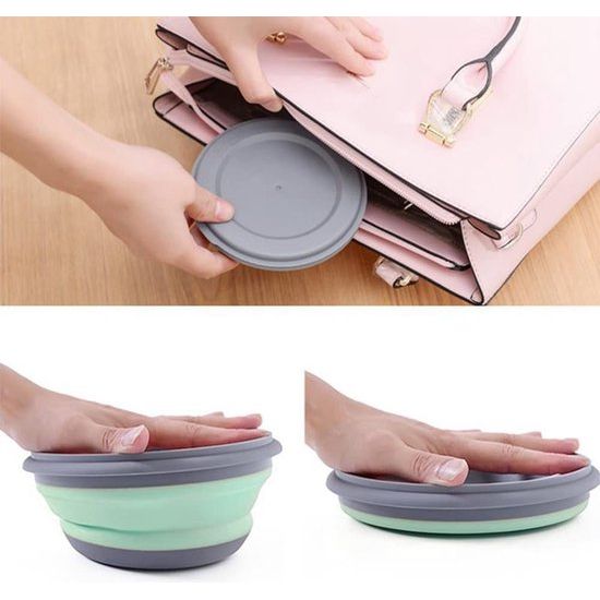 Opvouwbare Kom, 3 stks Draagbare Opvouwbare Siliconen Kom Camping Voedsel Opslag Dozen ronde Voedsel Opbergdoos, Opvouwbare fruitsalade kom voor kamperen, wandelen, keuken, Outdoor School, groen