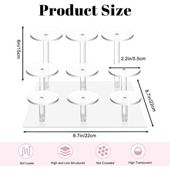 Acryl Riser Display rek standaard, 9-traps transparante acrylstandaard, nagellak, organizer, treden steunen voor figuren, sieraden, cupcake, lippenstift, nagellak, specerijen