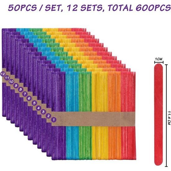 Houten ijs sticks, 600 stuks, houten ijs sticks voor knutselen, houten ijs sticks voor roeren, houten stokken, houten spatel, houten spatel, knutselen