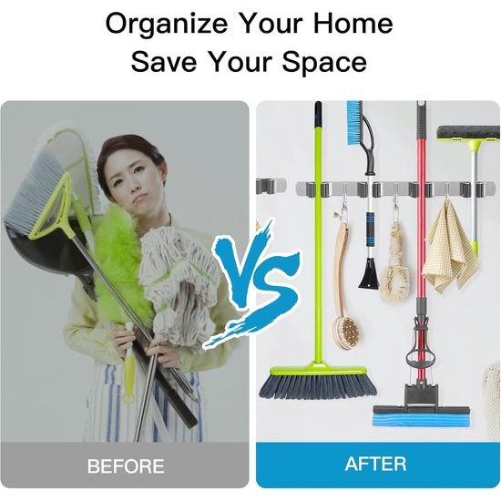 Bezemhouder muur 2 stuks apparaathouder haaklijst bezemhouder tuingereedschap houder tuingereedschap (roestvrij staal)