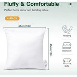 4 kussens 45 x 45 cm, kussen om te bedekken, vulkussen, wit vulkussen, decoratief binnenkussen, zacht en donzig