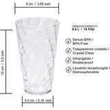 Set waterglazen, Set van 4 gekleurde plastic glazen van transparant acryl (Bpa-vrij), Inhoud 50 cl, Made in Italy, Diamond-effectafwerking, Diamond-lijn, Turkoois