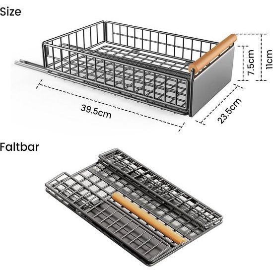 telescopische lade, mand uittrekbare keukenkastorganizer met handvat, uitschuifbare kastorganizer keuken, 23,5 cm B x 39,5 cm D x 9 cm H, bruin