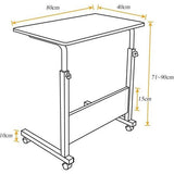 Computertafel 80 x 40 cm, in hoogte verstelbare laptoptafel, computertafel met wieltjes voor bed, verpleegkunde, lezen, werken