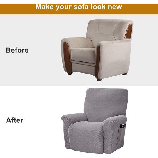 Stretchhoes voor relaxstoel, fauteuilhoes, elastische stoelhoes, 4-delige stoelbeschermer, elastische hoes voor televisiestoel, ligstoel, schommelstoel, relaxstoel (grijs)