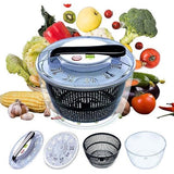 Saladecentrifuge, 5L handmatige slacentrifuge & Fruit Groente Wasdroger met Veilig Dekselslot & Draaigreep, smakelijkere salades en snellere voedselbereiding