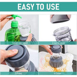Set van 2 veegborstels voor potten, pannen, fornuizen, borden en kookgerei Reiniging met dispensertank 2 vervanging (2 soorten kop)