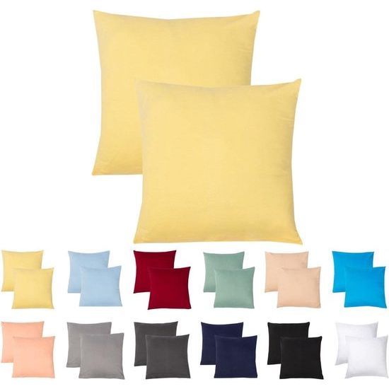 Set van 2 kussenslopen 40 x 40 van % 100 katoen jersey stof 140 g/m², verborgen ritssluiting, kussensloop 40 x 40 cm, kussenhoes, ultrazacht en ademend, Oeko-Tex gecertificeerd