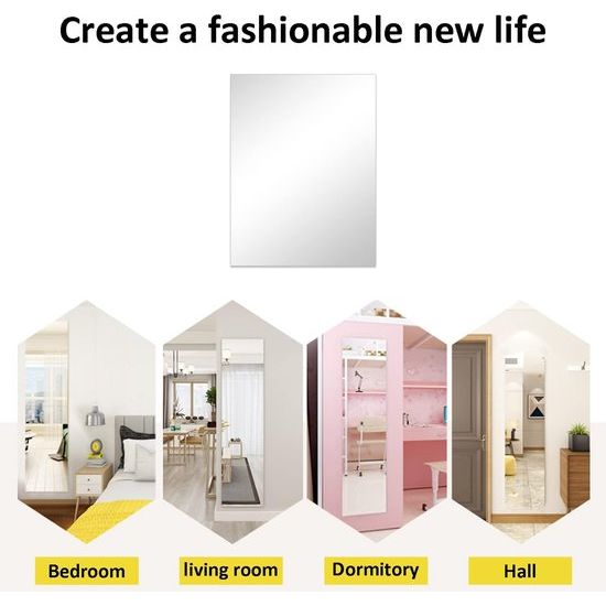 Zelfklevende acrylspiegel, HD-kleefspiegel, grote frameloze kunststof spiegel, 3 mm dikke acrylspiegeltegels, onbreekbare spiegel, rechthoekige wandlijmspiegel voor thuis, 40 x 30 cm