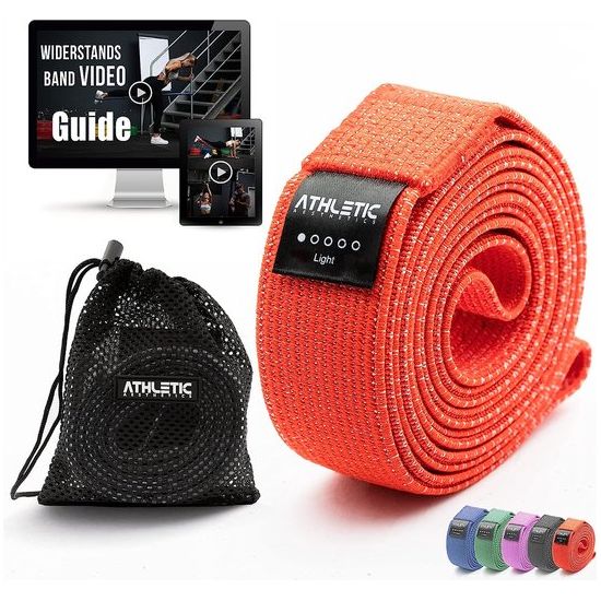 Premium weerstandsbanden/weerstandsbanden met stof [als fitnessband en fitnessbandenset + tas en videocursus], fitnessband bijvoorbeeld als optrekhulp voor dames en heren