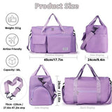 35L damessporttas opvouwbare reistas met schoenenvak en natvak, waterafstotend weekendtas gym reistas handbagage trainingstas voor dames heren paars