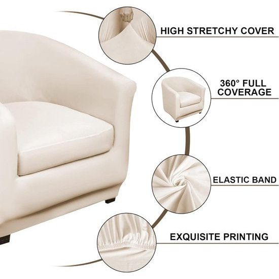 Fauteuilhoezen clubstoel stretch fauteuilbeschermer fauteuilhoes kuipstoelhoes bankhoes elastische antislip clubfauteuilhoezen hoes voor loungestoelen, beige