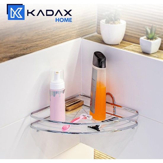 Hoekplank, wandrek van chroomstaal - badkamerhoekrek, douchemand, doucheplank, wandhouder, chroom, douche-organizer - 1 verdieping