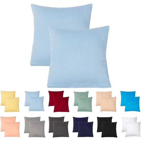 Set van 2 kussenslopen, 40 x 40, van 100% katoen jerseystof, verborgen ritssluiting, hoofdkussensloop, 40 x 40 cm, kussenhoes, ultrazacht en ademend, Oeko-Tex gecertificeerd