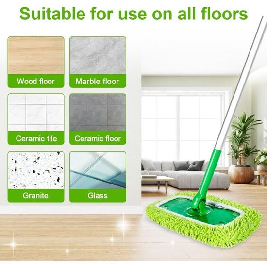 10 stuks voor Swiffer vloerdoeken, microvezelset, 25,4 x 11,5 cm, herbruikbaar, voor Swiffer Sweeper Mop, vloerwisser, nat en droog dweilmop overtrek, voor het reinigen van harde vloeren, houten