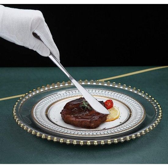 Tafelmes, 6-delig, roestvrij staal mat zilver tafelmes, robuust botermes, modern design botermes, vaatwasmachinebestendig (mat zilver, 8,9 inch)