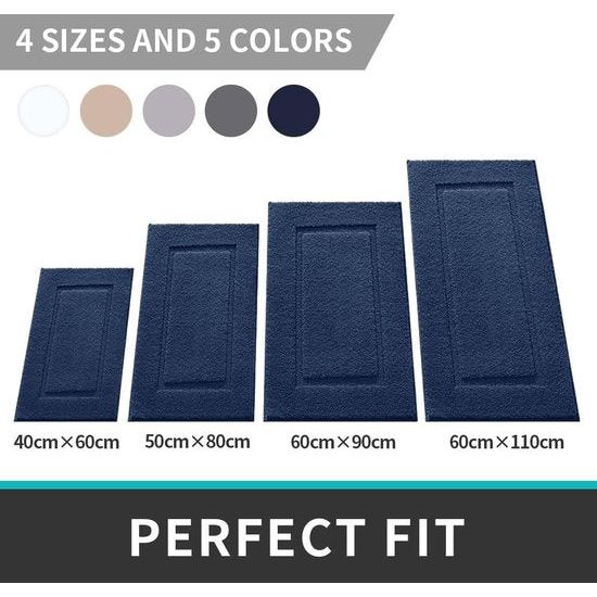 Badkamertapijt, 40 x 60 cm, antislip, wasbaar, zachte badmat, microvezel, absorberend, badmatten voor de badkuip, doucheruimte en badkamer, blauw