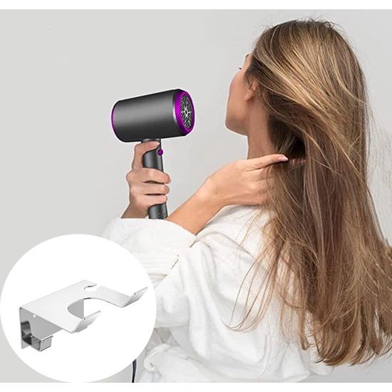 föhnhouder, föhnhouder zonder boren, haardrogerhouder, matte afwerking, wandbevestiging voor hotel, badkamer, woonkamer, barbershop