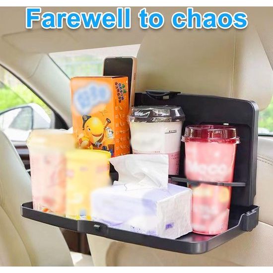 Auto achterbanktafel, autotafel voor achterbank, passagiers, klaptafel voor de achterbank, organizer voor dranken en eten, auto, multifunctionele tafel, inklapbaar, draagbaar, autoachterbank, dienblad