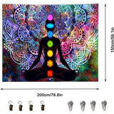 Mandala wandtapijt, kleurrijk mandala wandtapijt, zeven chakra wandtapijt, kleurrijk wandtapijt, met installatiekit, voor slaapkamer, woonkamer, slaapzaal, studio kamerdecoratie