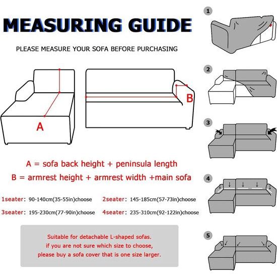 Bankhoes Hoekbank L-vorm Bankspreien Stretch bankhoes L-vorm rechts of links met twee kussenhoezen Wasbaar Universele bankhoes L-vorm Bankhoes L-vorm (2-zits + 2-zits, lichtgrijs)