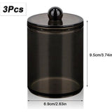 3 stuks wattenstaafjeshouder, wattenstaafjeshouder, wattenschijfdispenser, cosmetica-organizer, voor wattenstaafjes, ronde wattenpads, flossen, wattenbolletjes, make-upsponzen (zwart)