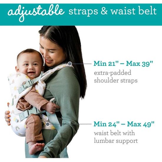 4-in-1 Flip Advanced Babydrager - Ergonomische en omkeerbare babydrager - Drager voor voor- en rugtransport - Verstelbare riemen - Voor baby's van 3,6 tot 14,5 kg - Regenboog patroon