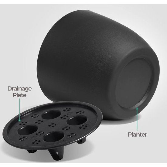 Bloempot, zelfwaterende bloempot, set van 10 stuks, klein, ideaal voor binnen en buiten, bloempot voor orchideeën, basilicum en kruiden, zelfbewaterende pot, zwart