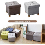 Zitkist, zitkruk, opvouwbare voetenbank met opbergruimte en deksel met houten poten, lichtgrijs, 38 x 38 x 38 cm