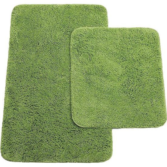 Brandsseller Badmatten set van 2 bestaan uit badmatten: ca. 50/80cm en wc-mat ca. 45/50cm - kleur: groen