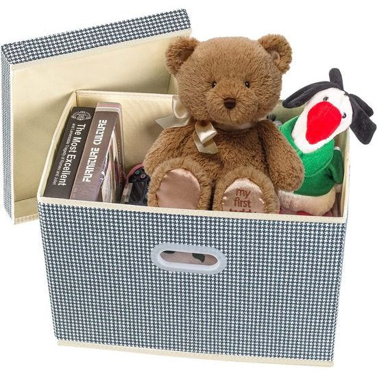 Opvouwbare opbergdozen met deksel, grote opbergdozen voor kledingkast, kinderkamer, kist met deksel voor het organiseren van huis en kantoor, 3 stuks, blauw