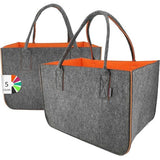 vilten tas shopper groot 30 liter boodschappentas XXL opvouwbare boodschappenmand brandhouttas kledingmand speelgoedtas donkergrijs/zwart