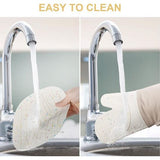 Ovenhandschoenen, set van 1 paar siliconen en katoen, antislip, hittebestendige ovenhandschoenen, ovenhandschoenen voor keuken, koken, bakken, grillen, BBQ, met 1 pannenlap