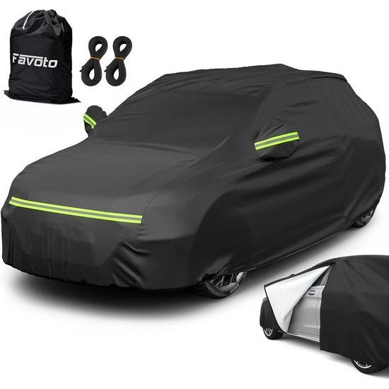 Autohoes, volledige afdekking, stofdicht, waterdicht, autohoes, autohoes, autohoes, autohoes, autohoes, autohoes, voor 430-460 cm, SUV, zwart, 455 cm x 150 cm x 140 cm, 3 kg