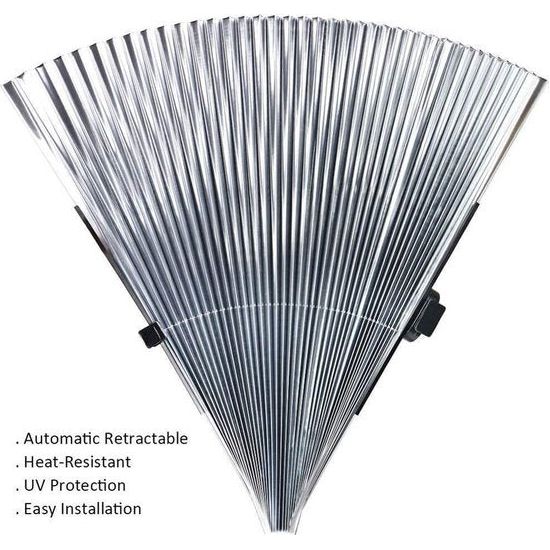 Auto-voorruit-zonnescherm, accordeon-type, automatisch intrekbare voorruit, zonneklep, zonweringsbescherming, 70 cm, MPV/SUV)